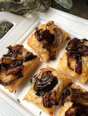 Vegetarian Puff Pastry with Caramelized Onions and Mushrooms